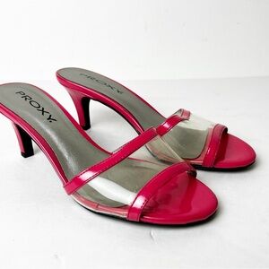 Y2K SZ 7 Pink Patent & Clear Heels low Heel